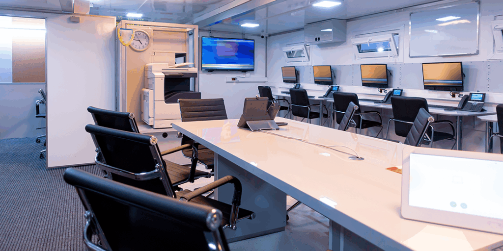 Autonomous mobile emergency control room. Emergency control room interior.