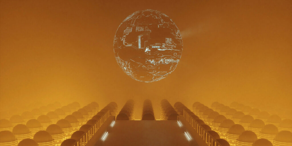 An image of rows of coding underneath an image of the globe