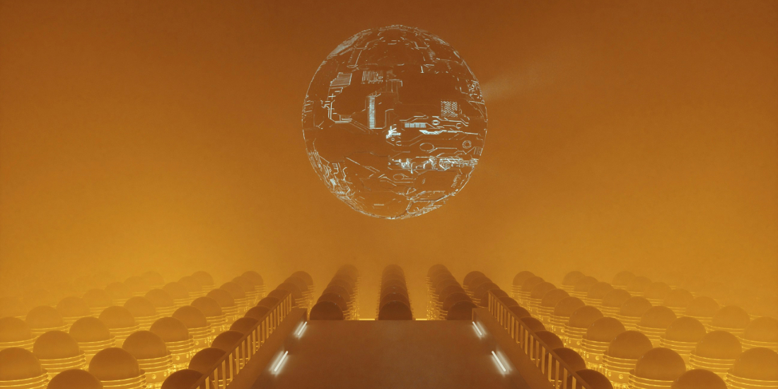 An image of rows of coding underneath an image of the globe