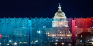 Security fence surrounding the U.S. Capitol after 6-January-2021