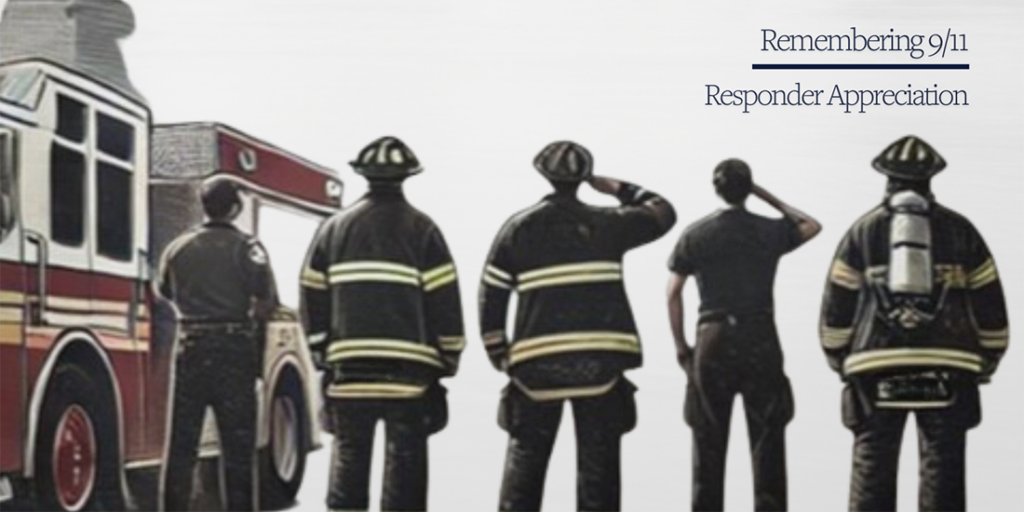 A group of firefighters looking across the water