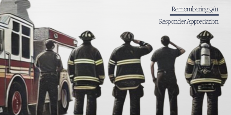 A group of firefighters looking across the water