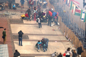 1st Boston Marathon blast seen from 2nd floor and a half block away
