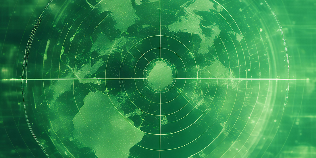 map of world as viewed on radar