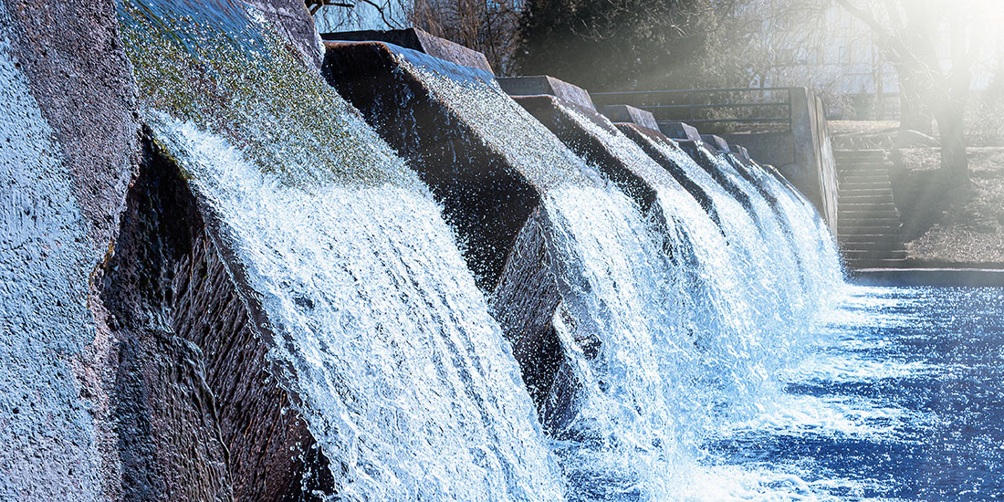 Water treatment plant releases clean water.